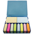 Blue Plastic Memo Holder w/ 10 Piece Sticky Note Pad Set